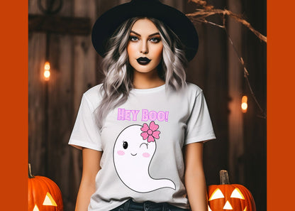 Hey Boo! Cute Ghost Unisex Jersey Short Sleeve Tee