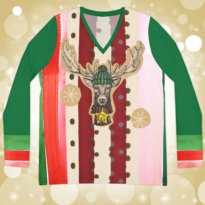 Holiday Deer Women's Long Sleeve V-neck Shirt