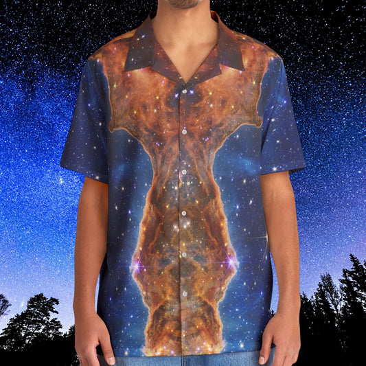 Intergalactic Men's Hawaiian Style Shirt -  Cosmic Cliffs in the Carina Nebula - JWST