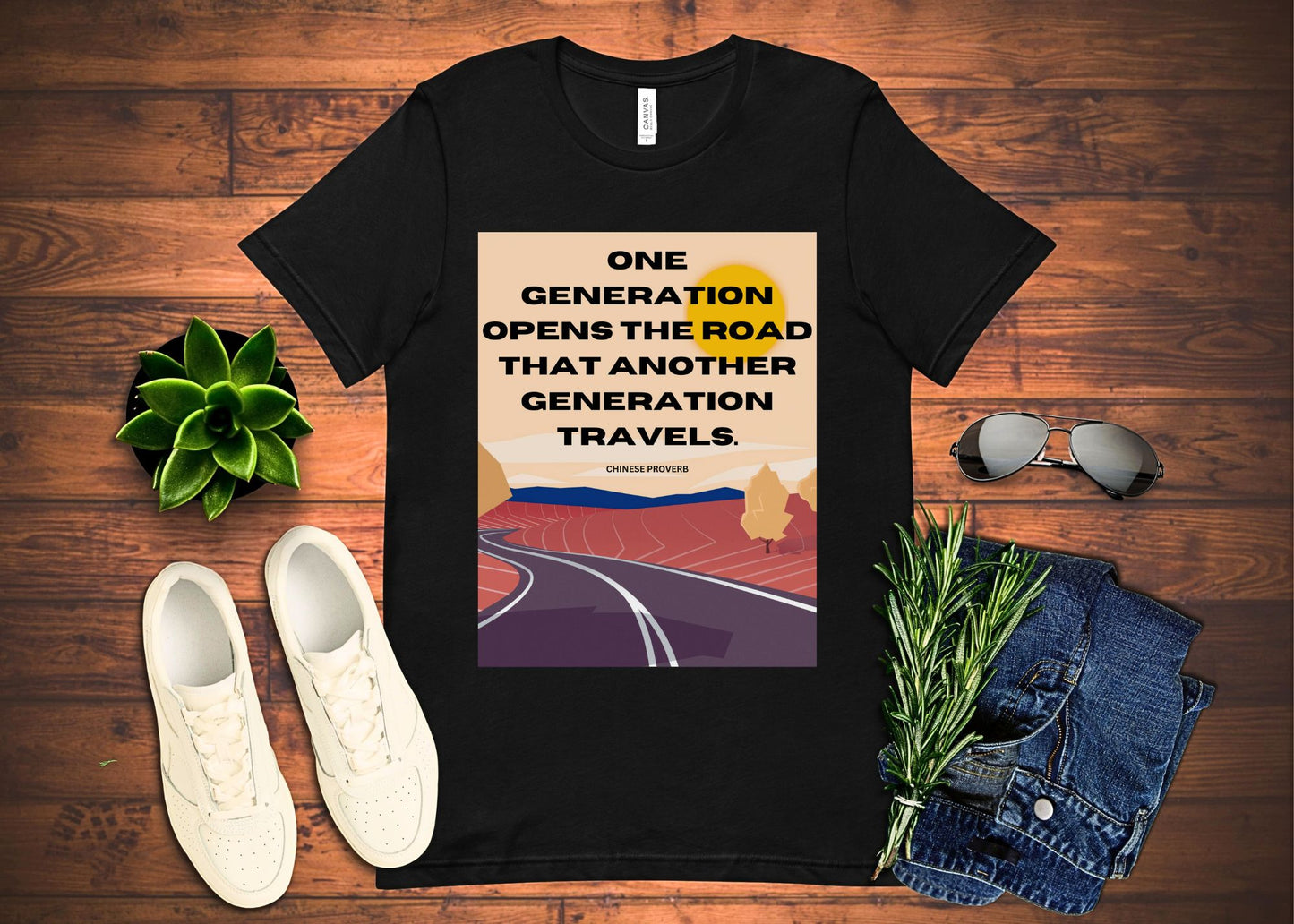 One Generation Highway Chinese Proverb Unisex Jersey Short Sleeve Tee