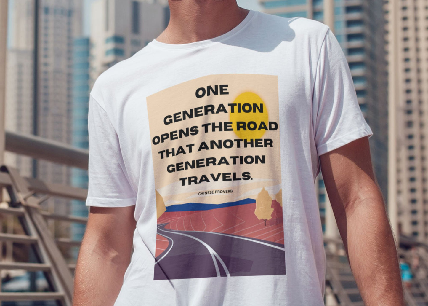 One Generation Highway Chinese Proverb Unisex Jersey Short Sleeve Tee