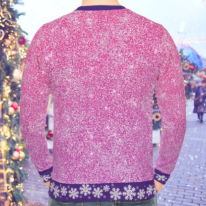 Santa on a Unicorn Pink Sparkle Ugly Christmas Sweatshirt