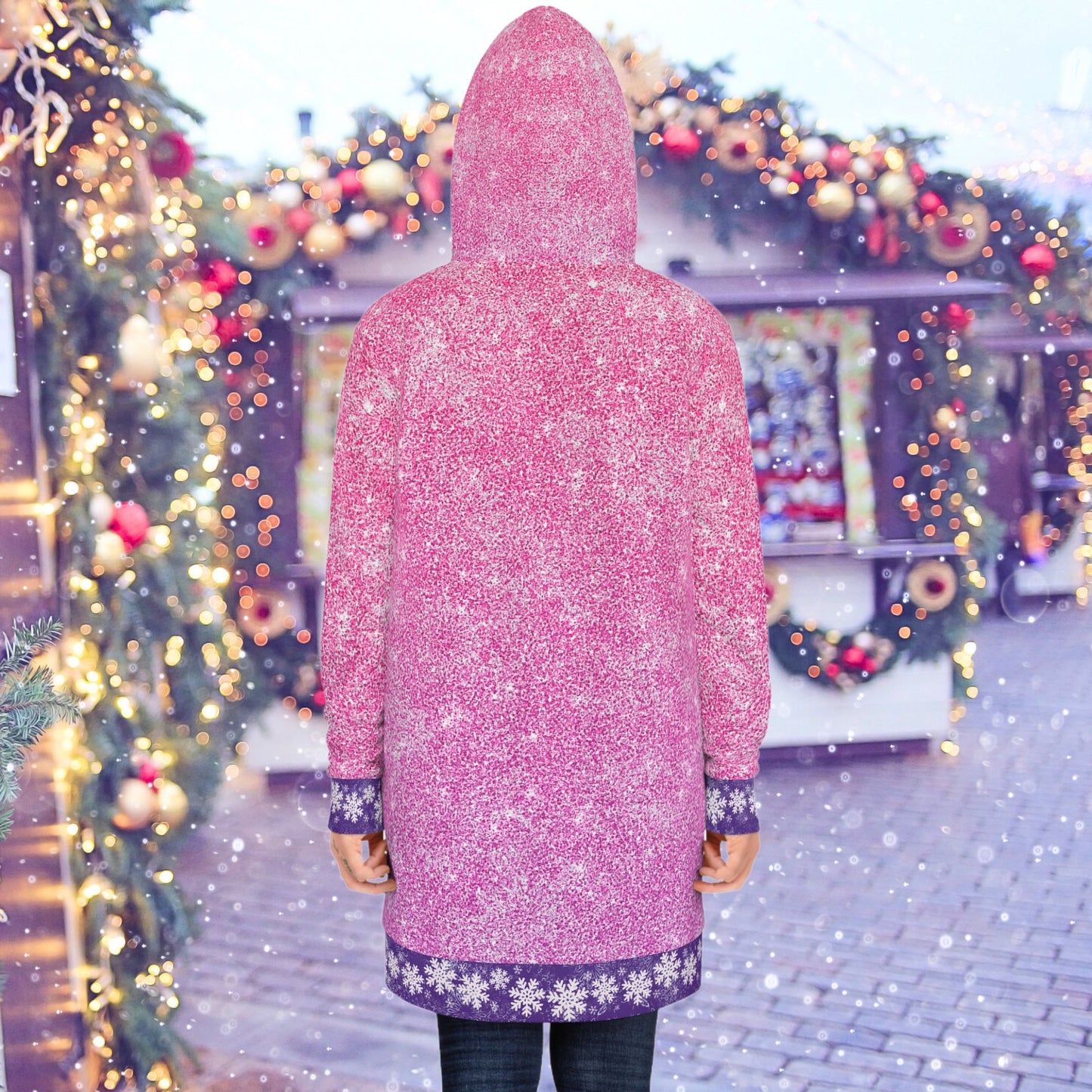 Santa on a Unicorn Pink Sparkle Hoodie Dress