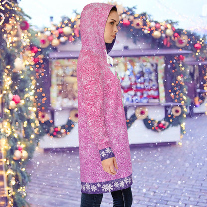 Santa on a Unicorn Pink Sparkle Hoodie Dress