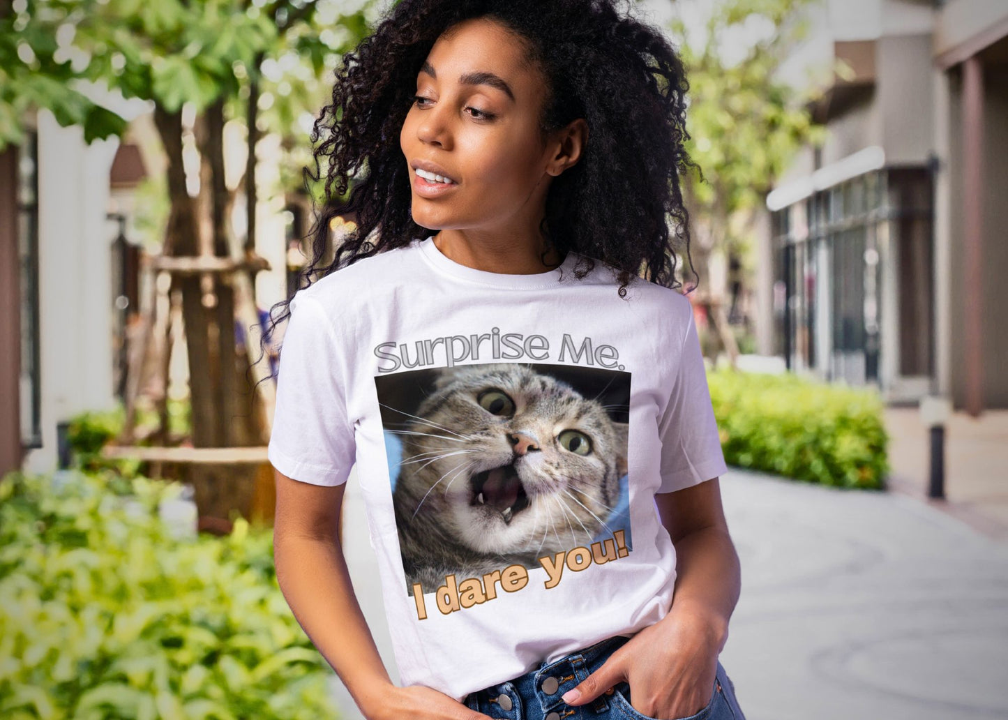 Surprise Me, I Dare You! Unisex Jersey Short Sleeve Tee