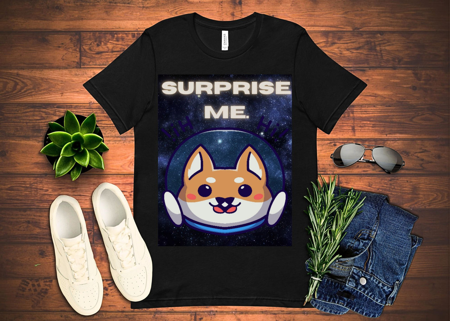 Surprise Me Space Dog Unisex Jersey Short Sleeve Tee