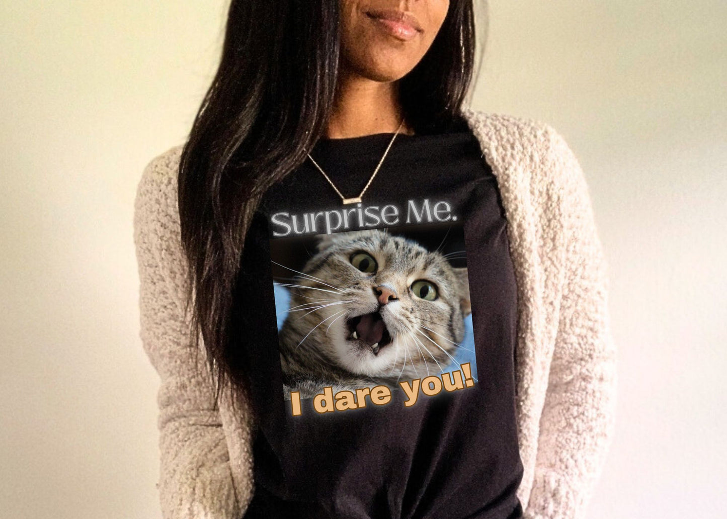 Surprise Me, I Dare You! Unisex Jersey Short Sleeve Tee