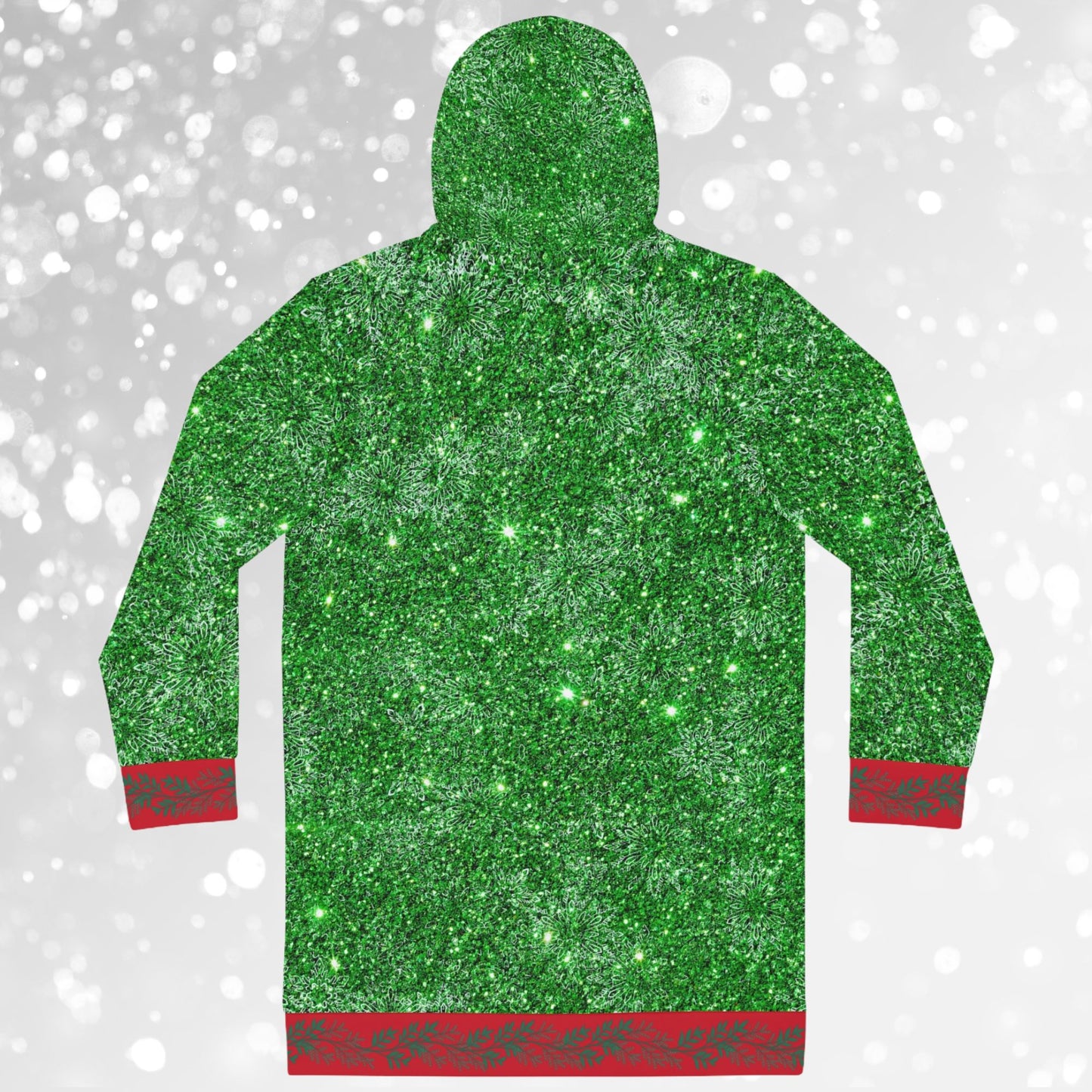 Two Cute Gnomes Green Sparkle Hoodie Dress