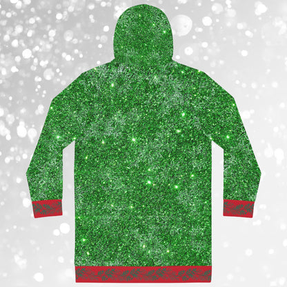 Two Cute Gnomes Green Sparkle Hoodie Dress