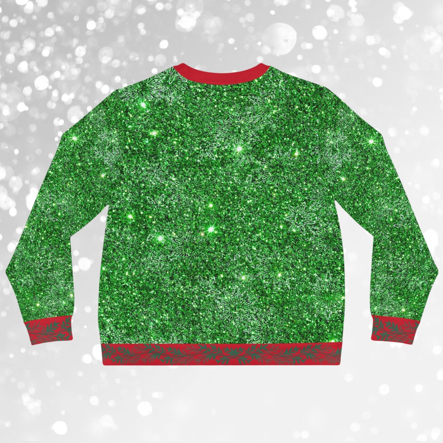 Two Cute Gnomes Under A Snowflake Green Sparkle Ugly Christmas Sweatshirt