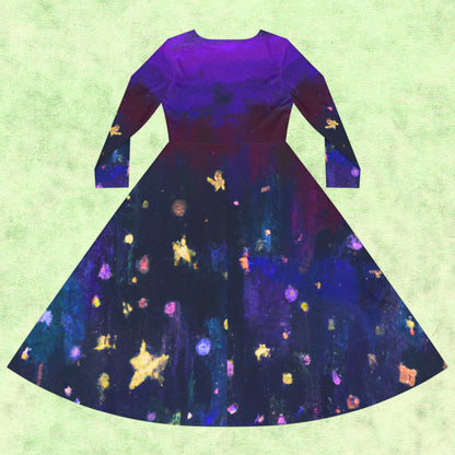 Violet Night Women's Long Sleeve Dance Dress